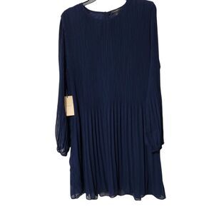 Halogen Dress Size XL Navy Blue Color Ruffle Lined Long sleeve
